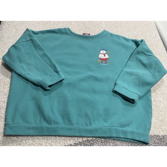 TYAKASHA Teal Blue Sweatshirt Pullover Snowman Women's OS RARE! - Picture 2 of 11